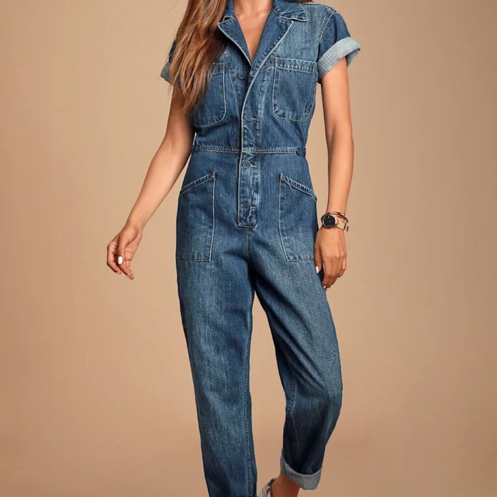 Pistola Grover Jumpsuit - Medium Denim Coverall Utility Boiler Suit SZ Small👖💙 - Picture 5 of 8